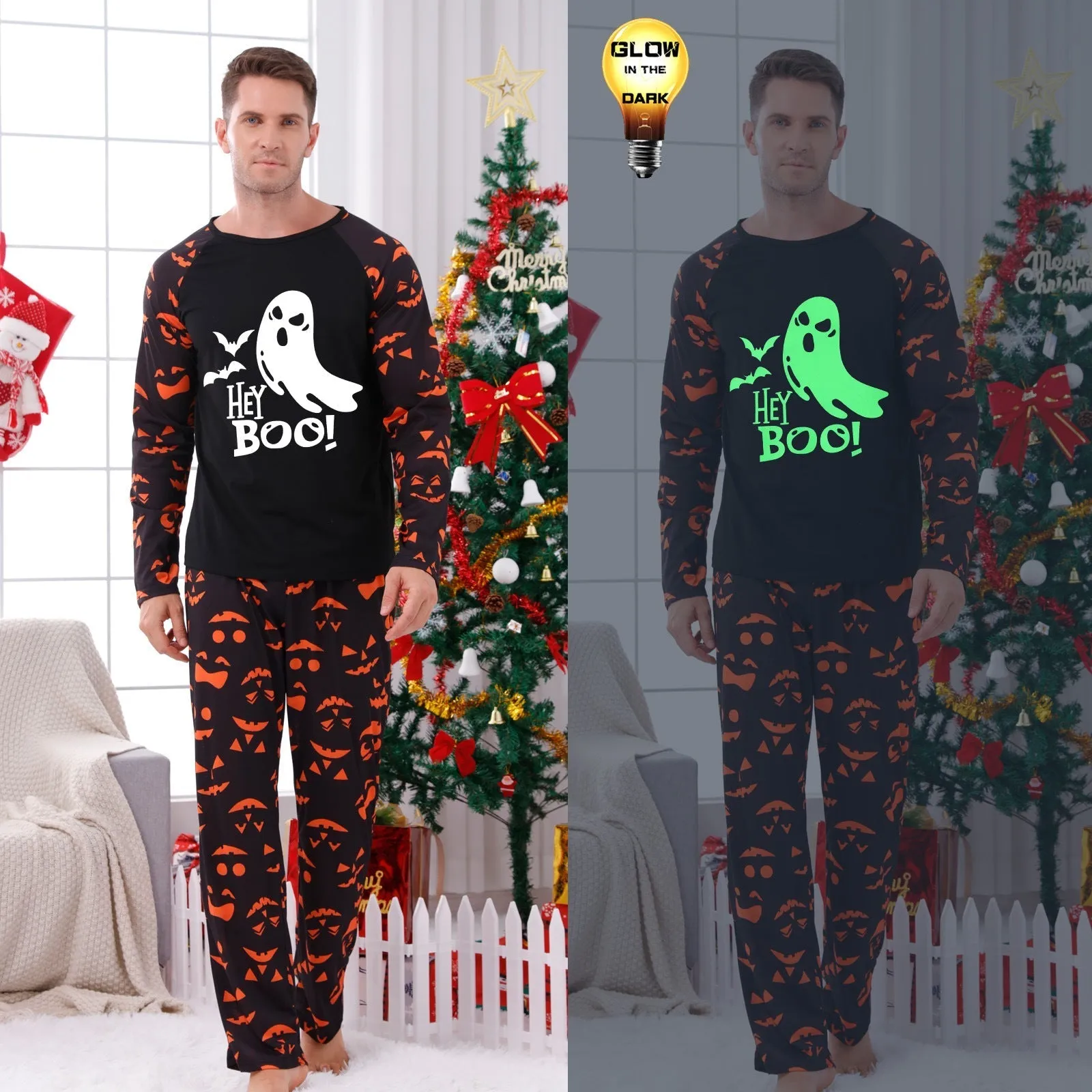 Halloween Family Pajama Glow-in-the-Dark Print Set