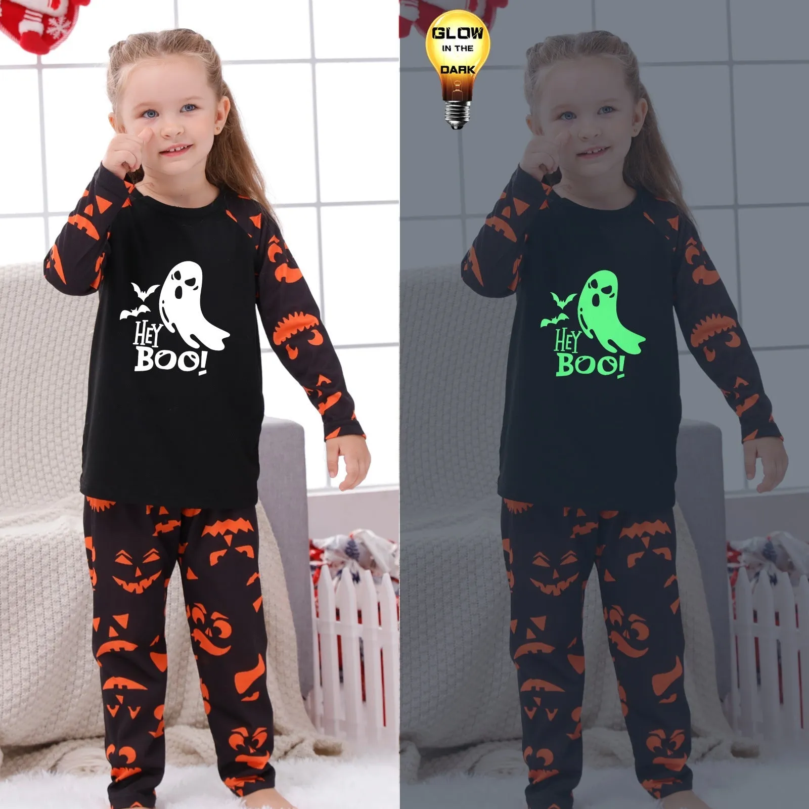 Halloween Family Pajama Glow-in-the-Dark Print Set