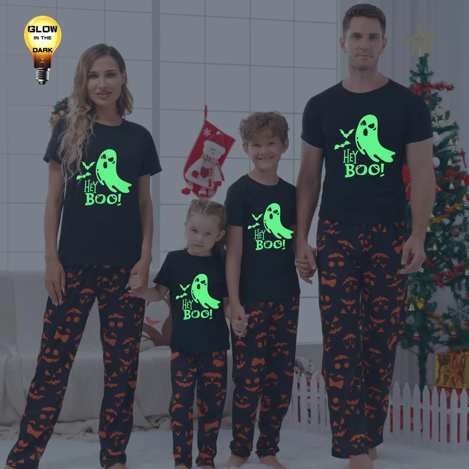 Halloween Family Pajama Glow-in-the-Dark Print Set