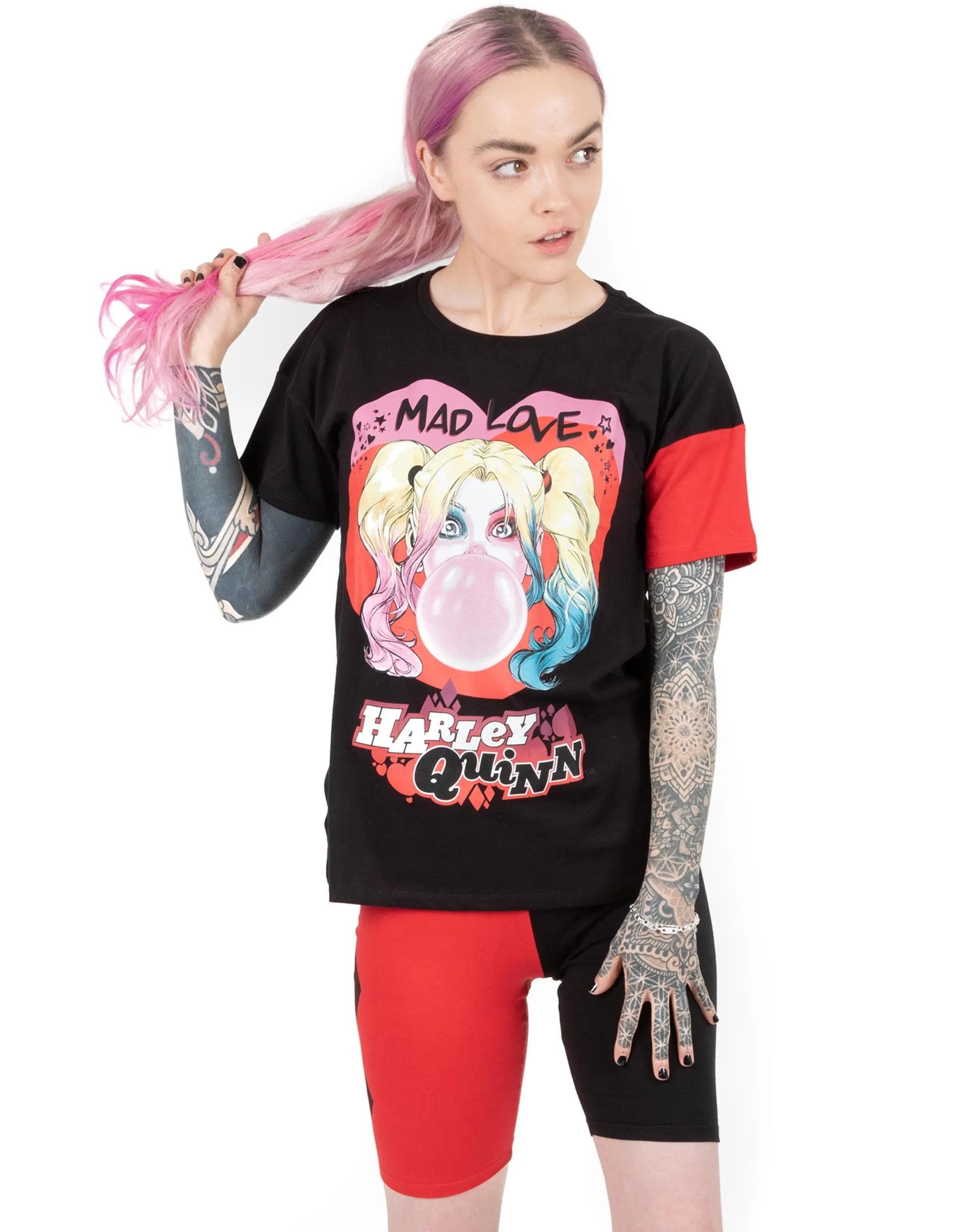 Harley Quinn Mad Love T-shirt & Cycling Short Womens Pyjama Set