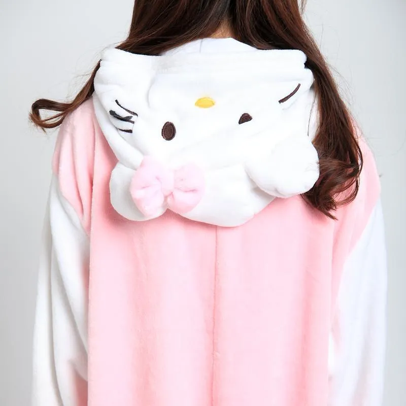 Hello Kitty Cat Kigurumi Animal Onesie Hoodie Costume Pajamas