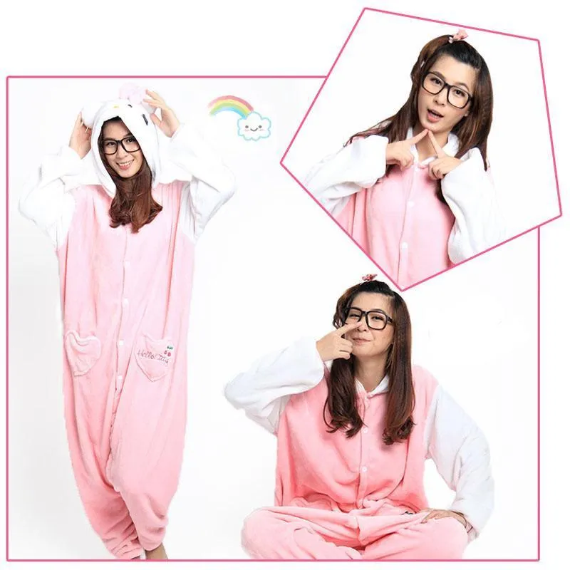 Hello Kitty Cat Kigurumi Animal Onesie Hoodie Costume Pajamas