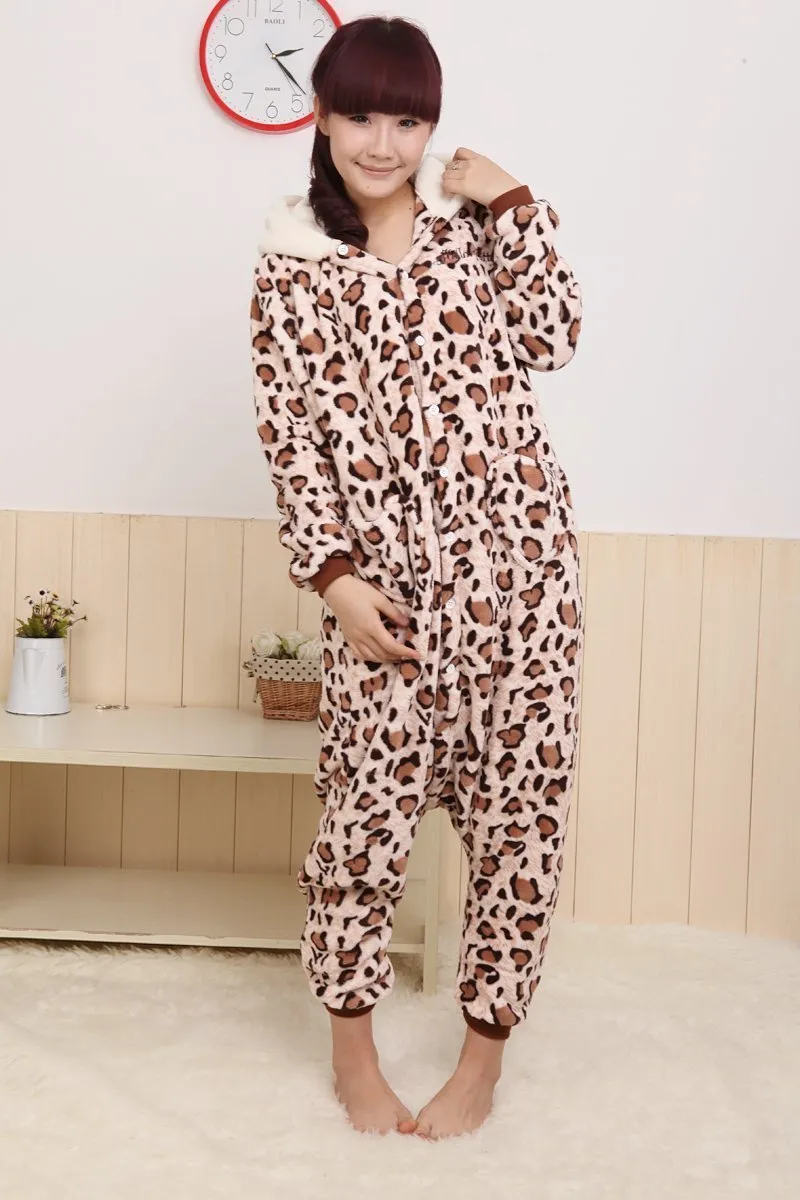 Hello Kitty Hoodie Pajamas Leopard Kigurumi Animal Costume