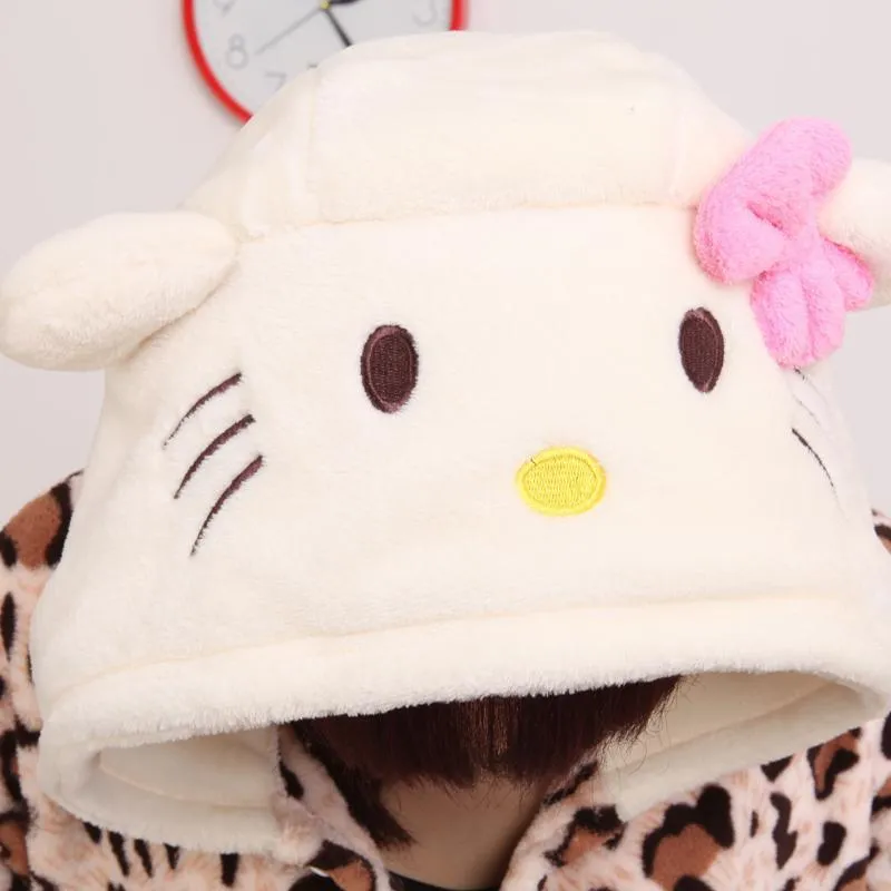 Hello Kitty Hoodie Pajamas Leopard Kigurumi Animal Costume