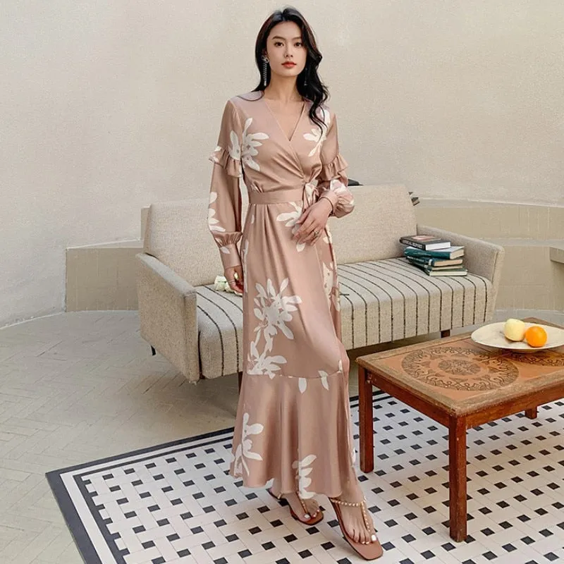 High Quality Women's Pajamas Long Robe Fishtail Skirt Sleepwear Satin Bathrobe Homewear Luxury Nightwear peignoir femme