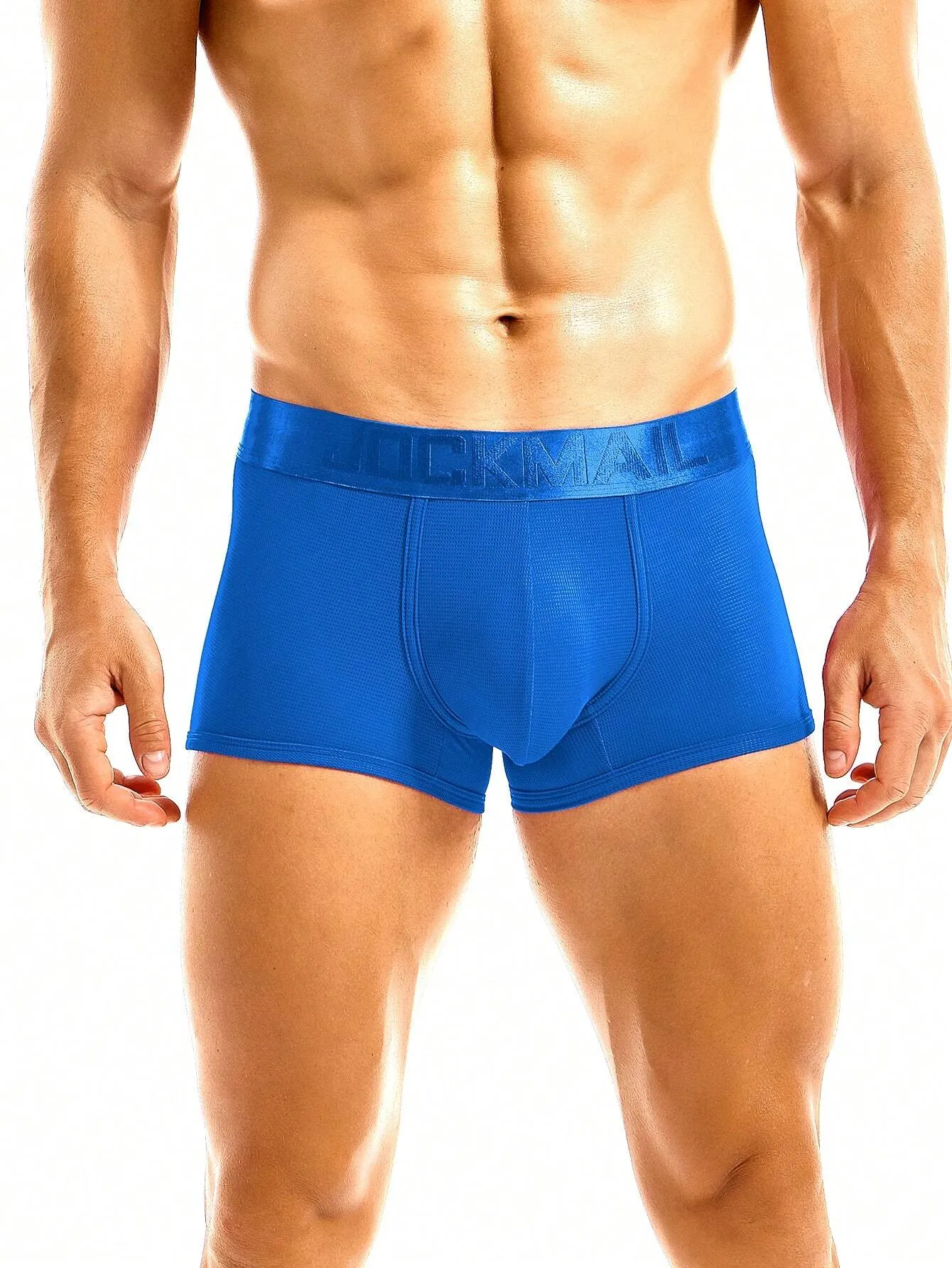 JOCKMAIL 1pc Men's Breathable Mesh Boxer Briefs, Colored Sports & Fitness Underwear For Men