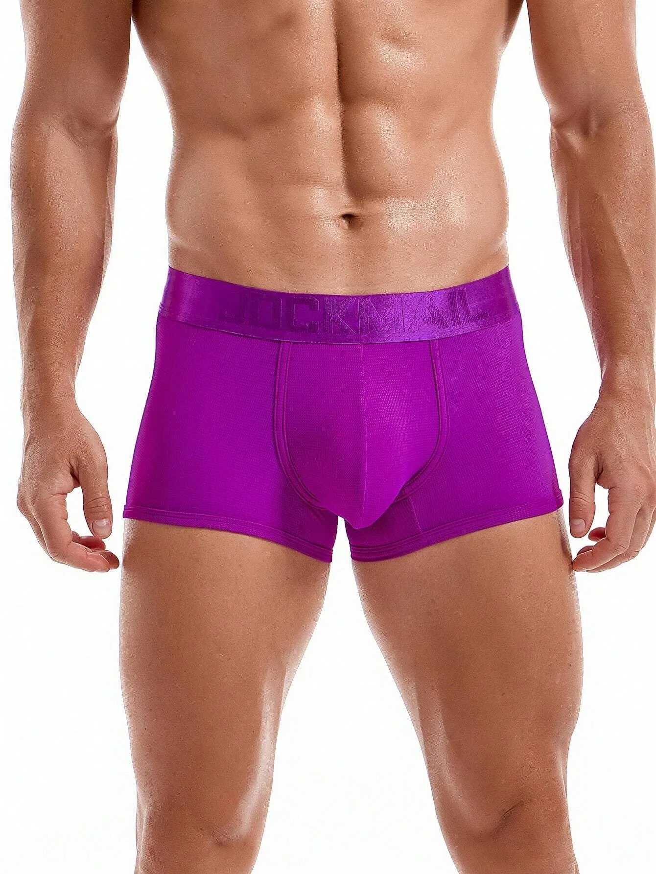 JOCKMAIL 1pc Men's Breathable Mesh Boxer Briefs, Colored Sports & Fitness Underwear For Men