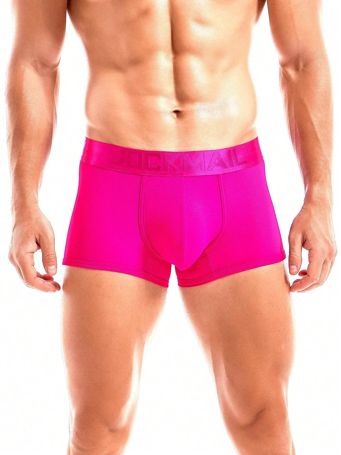 JOCKMAIL 1pc Men's Breathable Mesh Boxer Briefs, Colored Sports & Fitness Underwear For Men