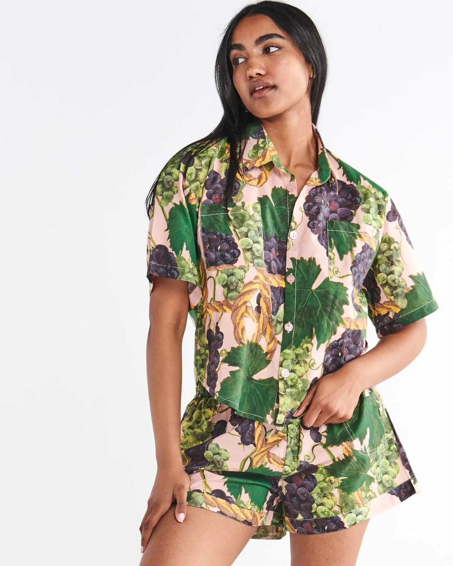 Kip & Co The Vine Organic Cotton Short Sleeve Shirt & Short Pyjama Set