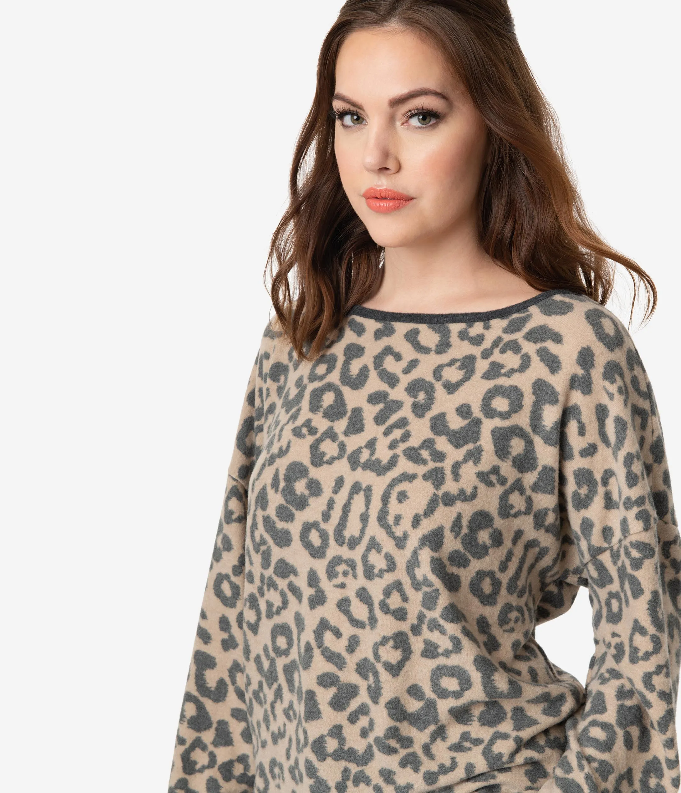 Leopard Print Long Sleeve Lounge Shirt