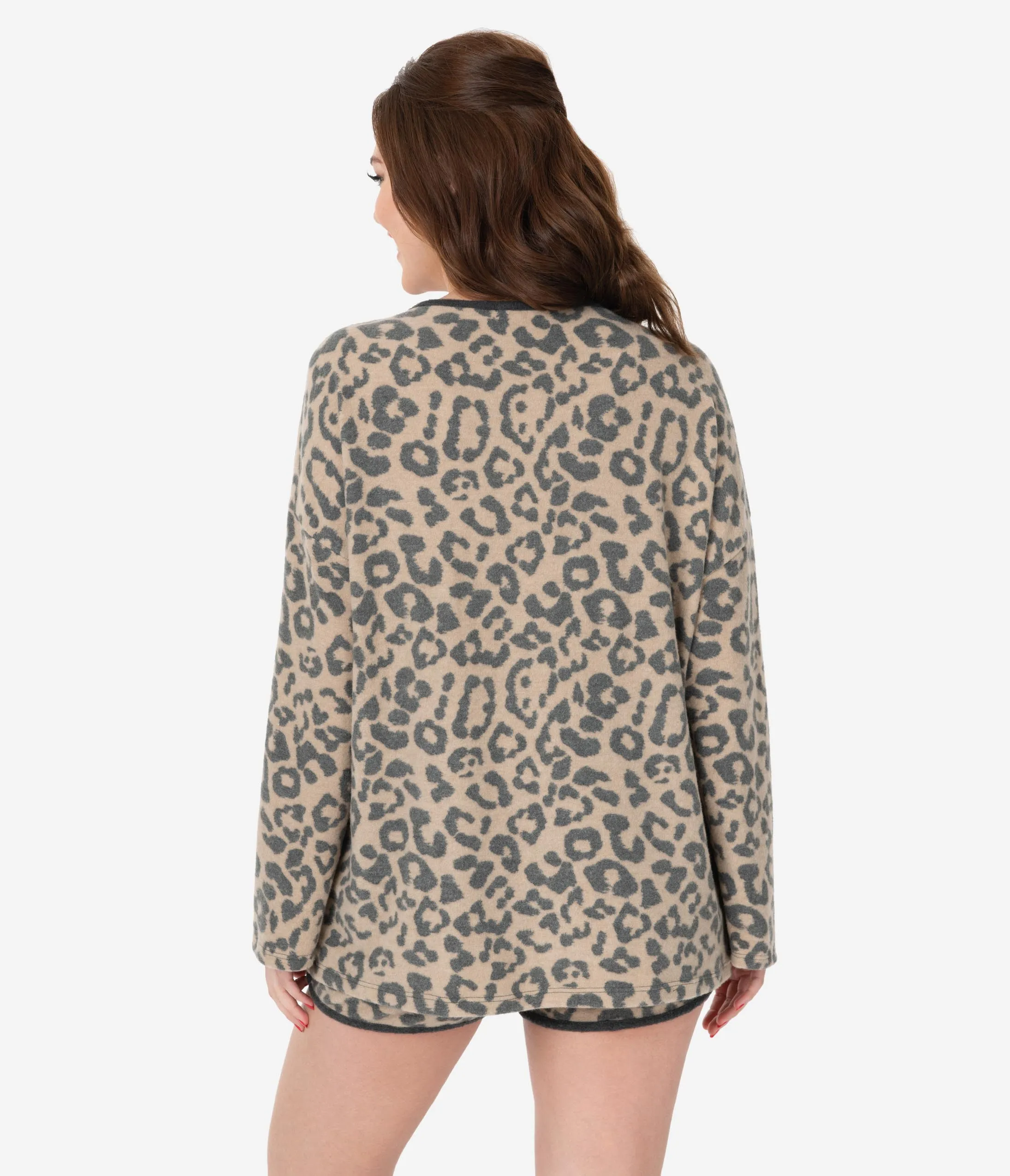 Leopard Print Long Sleeve Lounge Shirt