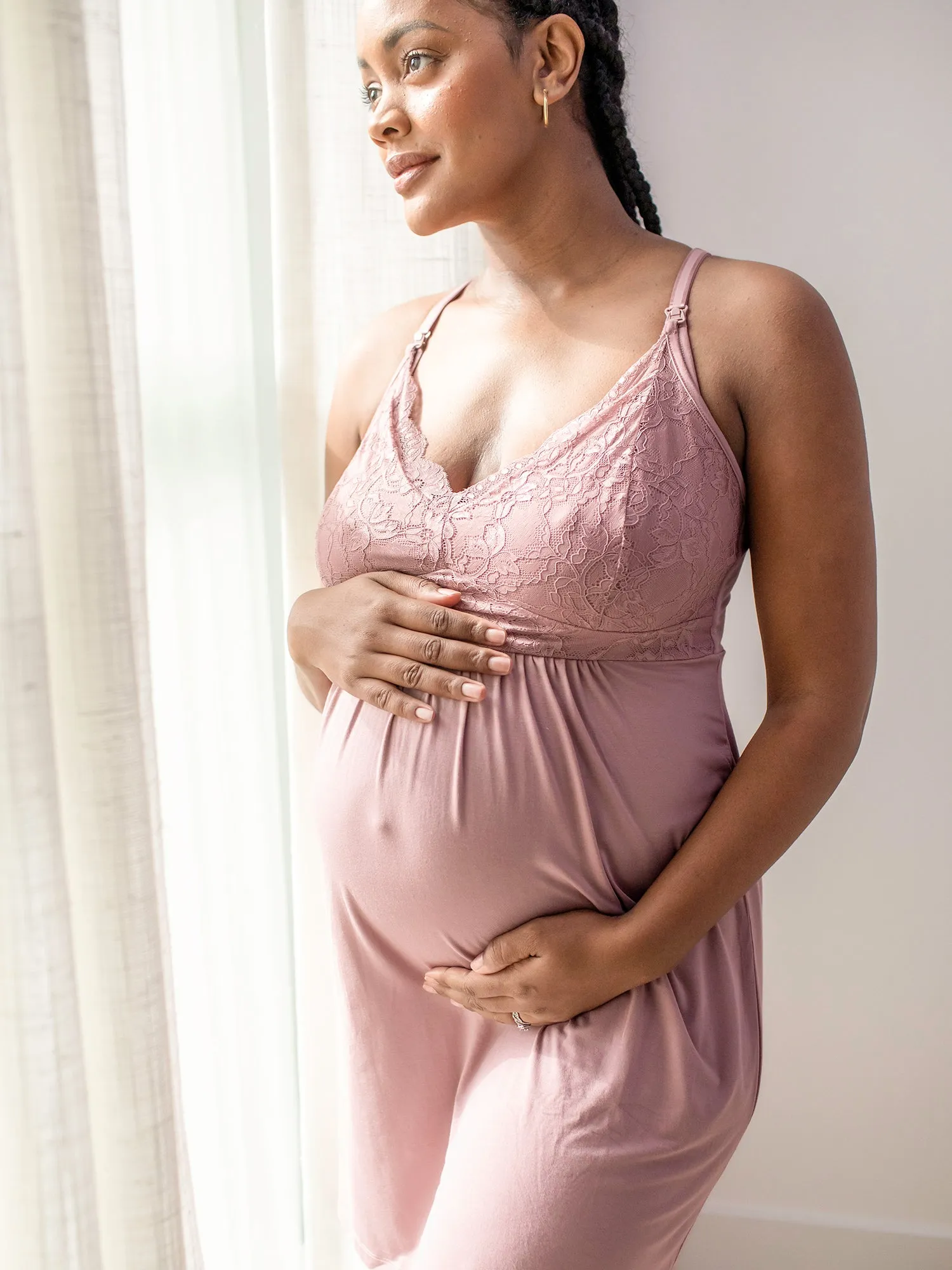 Lucille Maternity & Nursing Nightgown | Vintage Pink