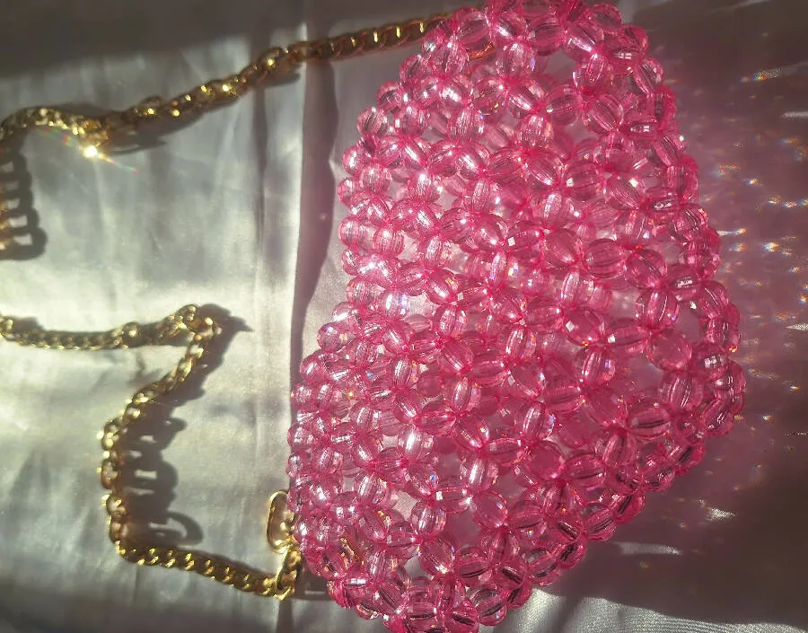 Lulua Stitches Handmade Heart Shaped Beaded Bag