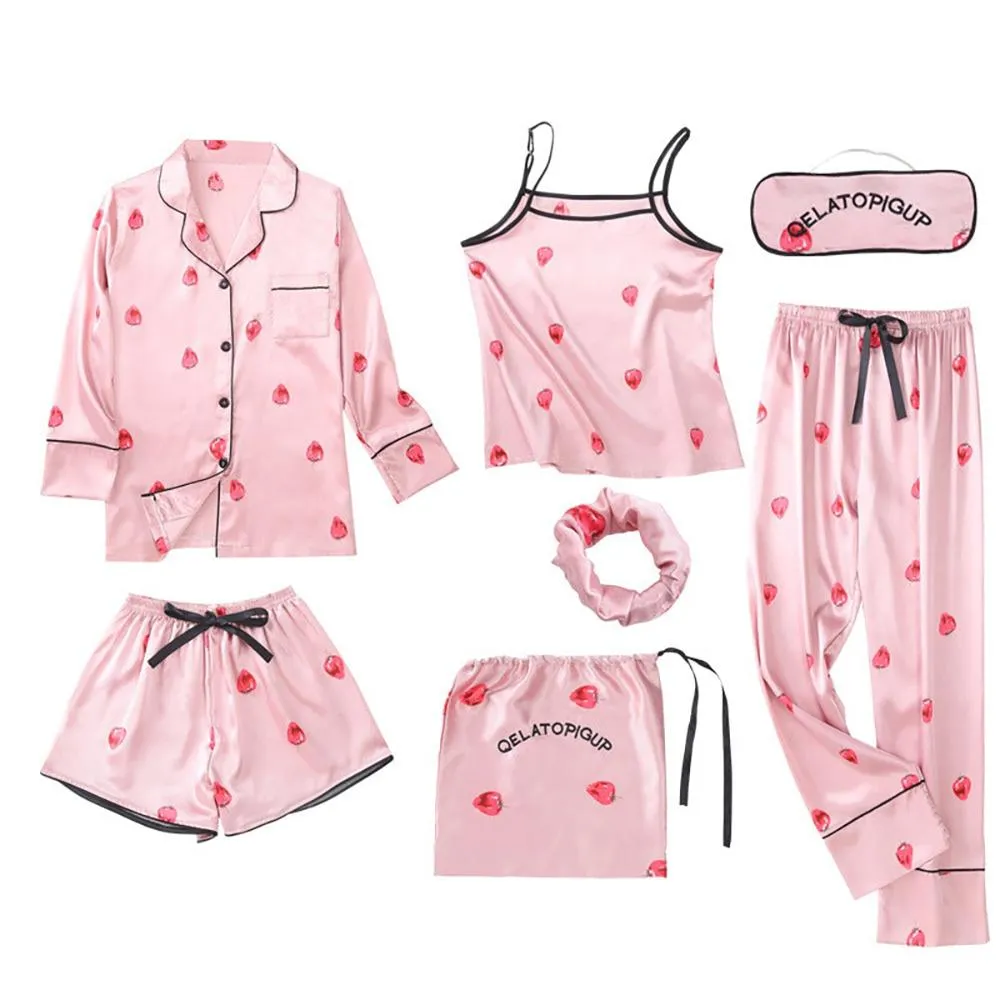 Lustrous Faux Silk Pajamas Sets For All Season