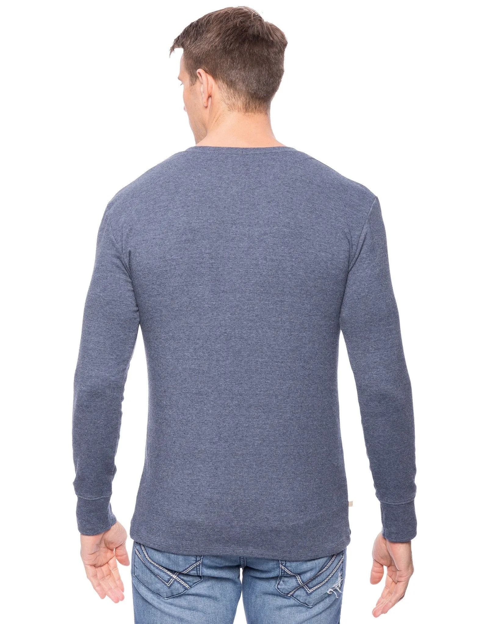 Men's Soft Brushed Rib Long Sleeve Henley Top