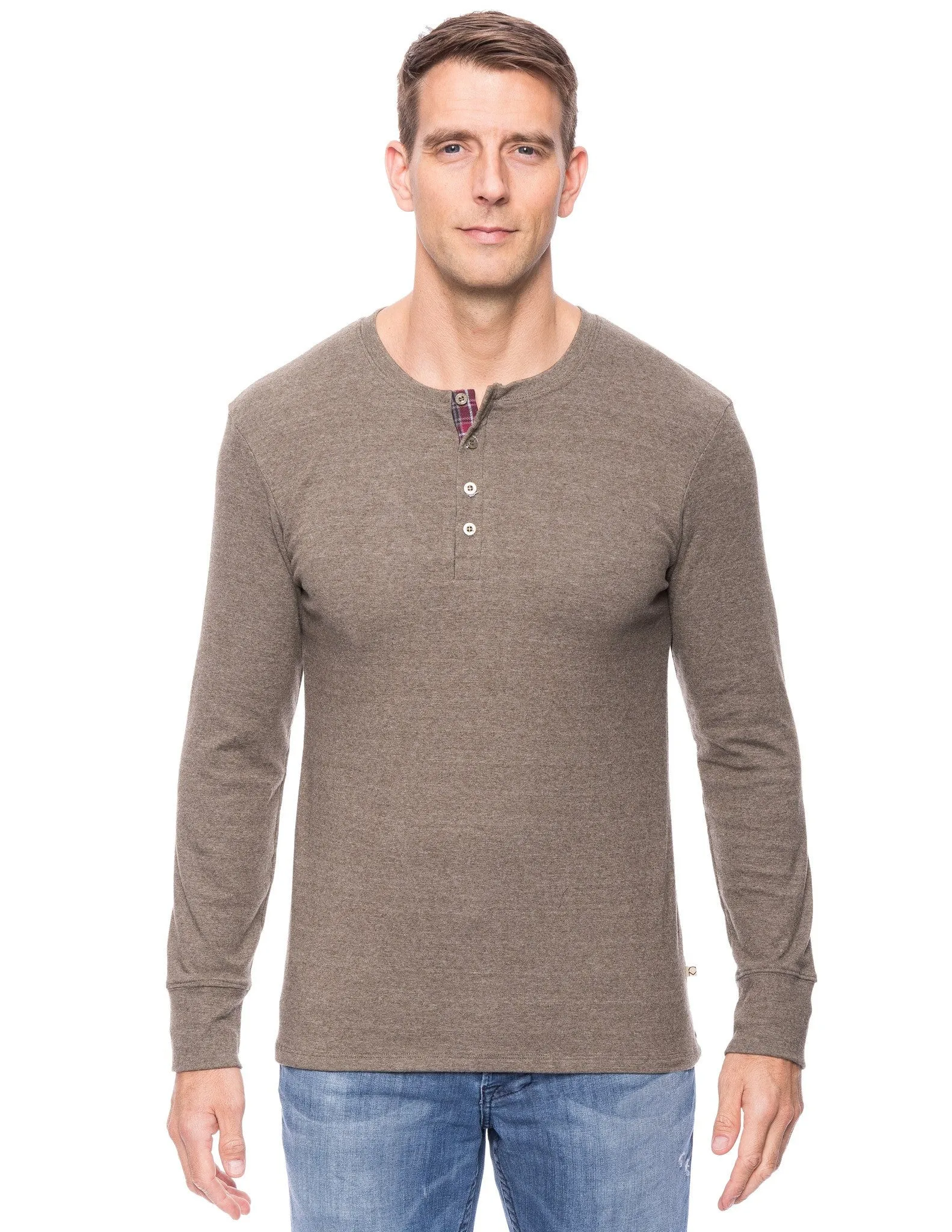 Men's Soft Brushed Rib Long Sleeve Henley Top