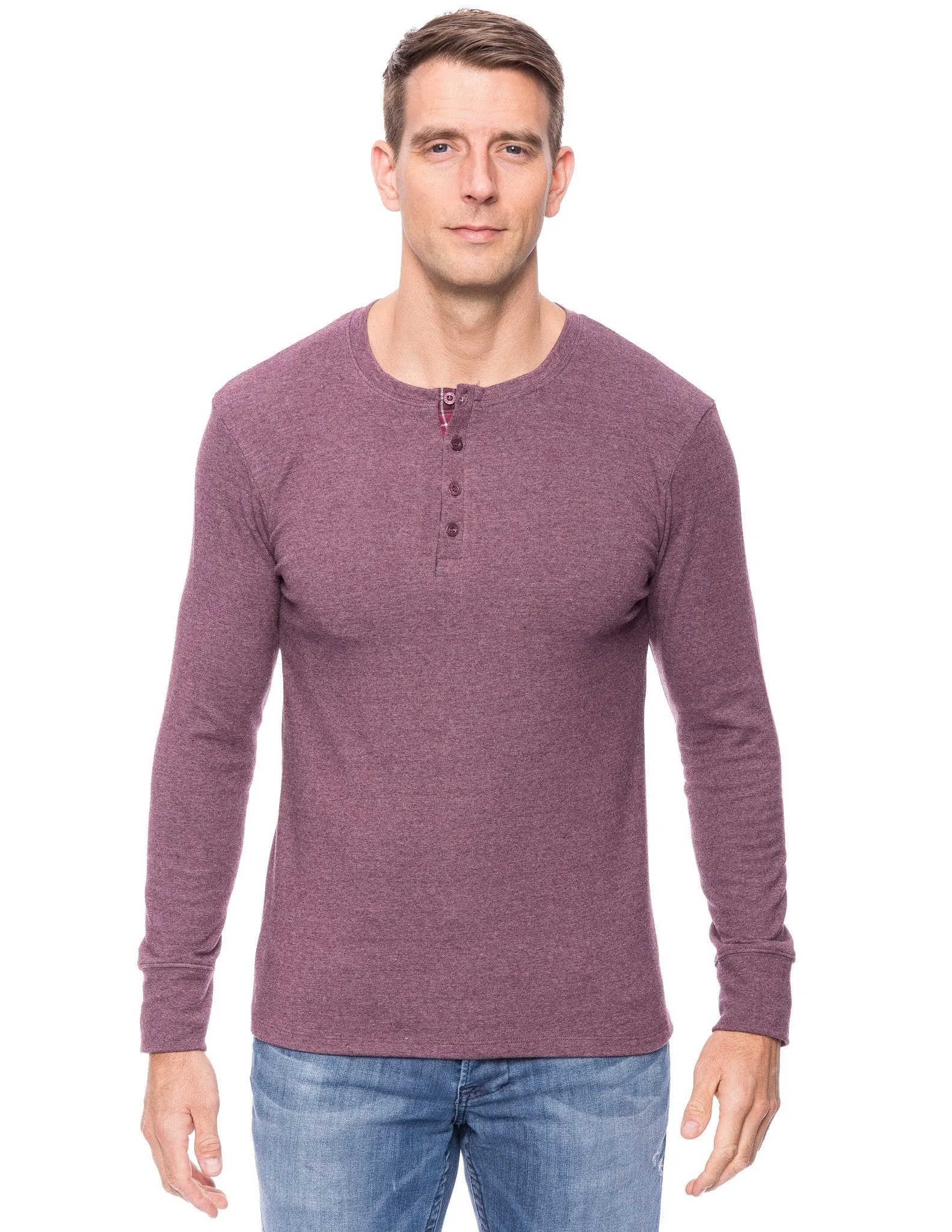 Men's Soft Brushed Rib Long Sleeve Henley Top