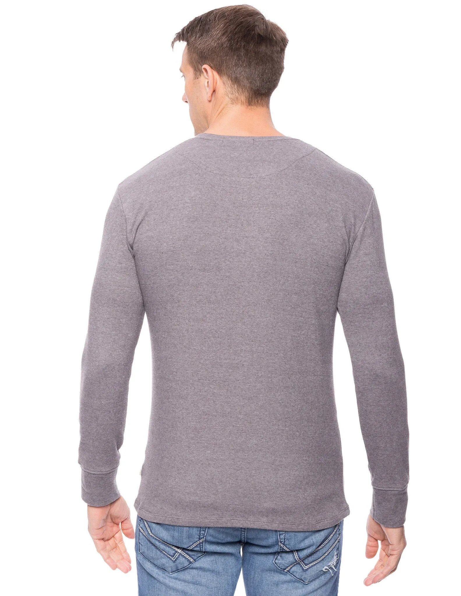 Men's Soft Brushed Rib Long Sleeve Henley Top