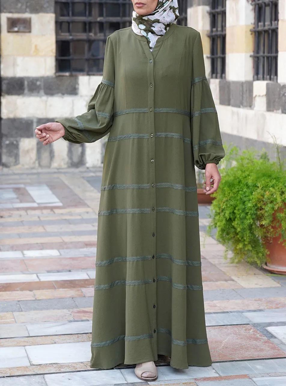 Multi-Lace Lines Abaya