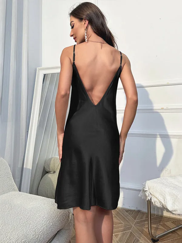 New sexy backless slit suspender nightgown home wear