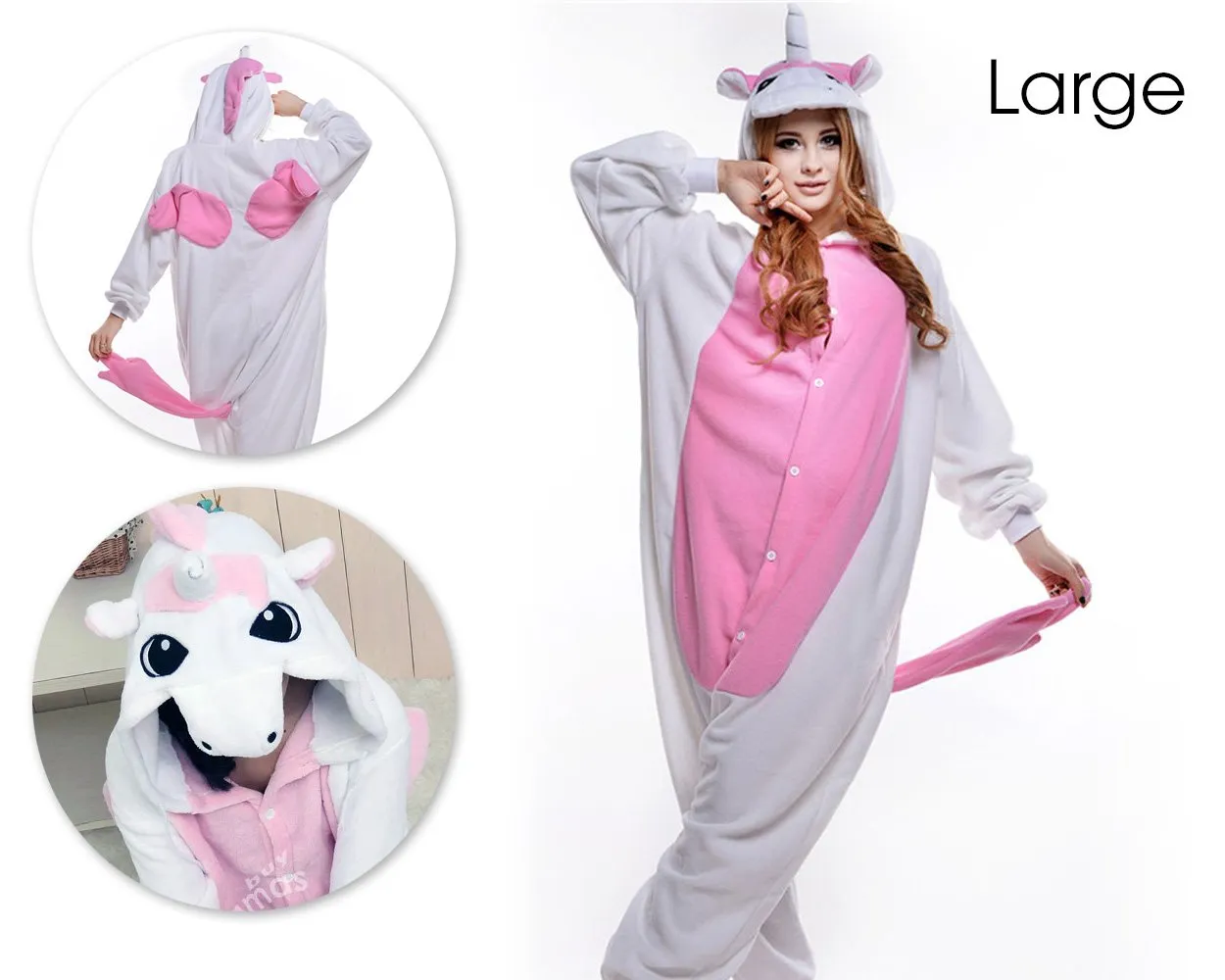 One Piece Pink Unicorn Pyjama - Large