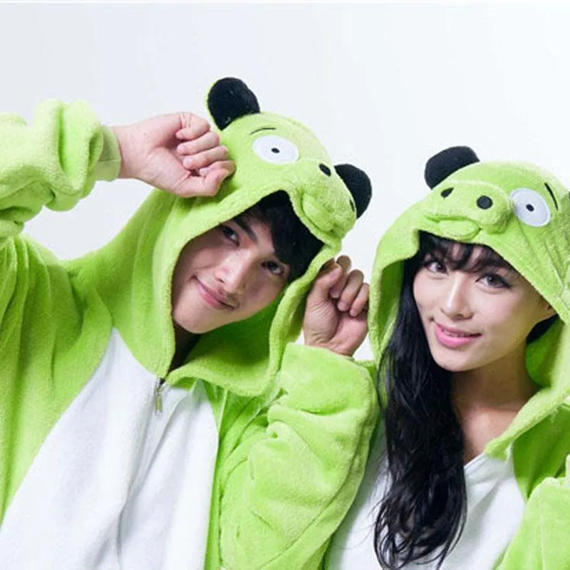 Onesies Hoodie Green Pig Pajamas Animal Costume Kigurumi