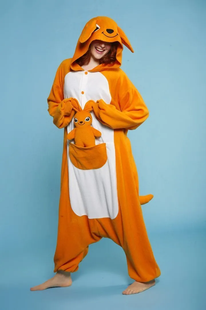 Orange Kangaroo Onesies Hoodie Kigurumi Costume Pajamas