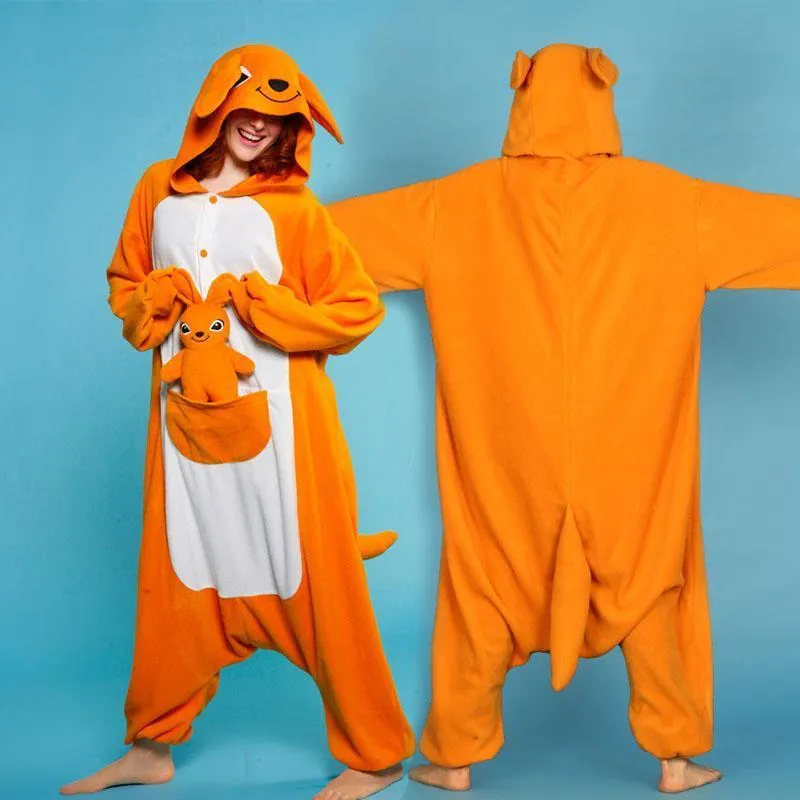 Orange Kangaroo Onesies Hoodie Kigurumi Costume Pajamas