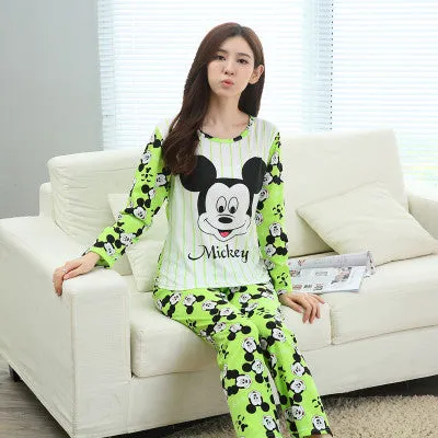 Pajamas Sets Autumn Solid Color Temptation Carton Generation Women Long Sleepwear Suit Camisole 2 piece Sexy Home Women Gift