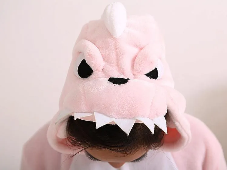 Pink Dinosaur Pajamas Onesies Hoodie Animal Costume