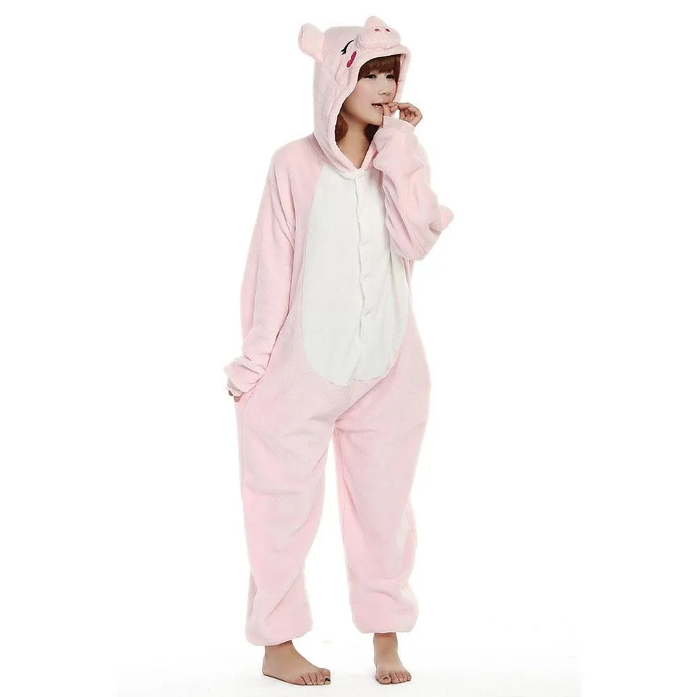 Pink Pig Onesies Hoodie Pajamas Animal Costume Kigurumi