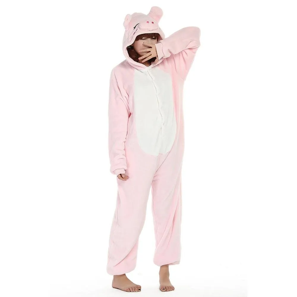 Pink Pig Onesies Hoodie Pajamas Animal Costume Kigurumi