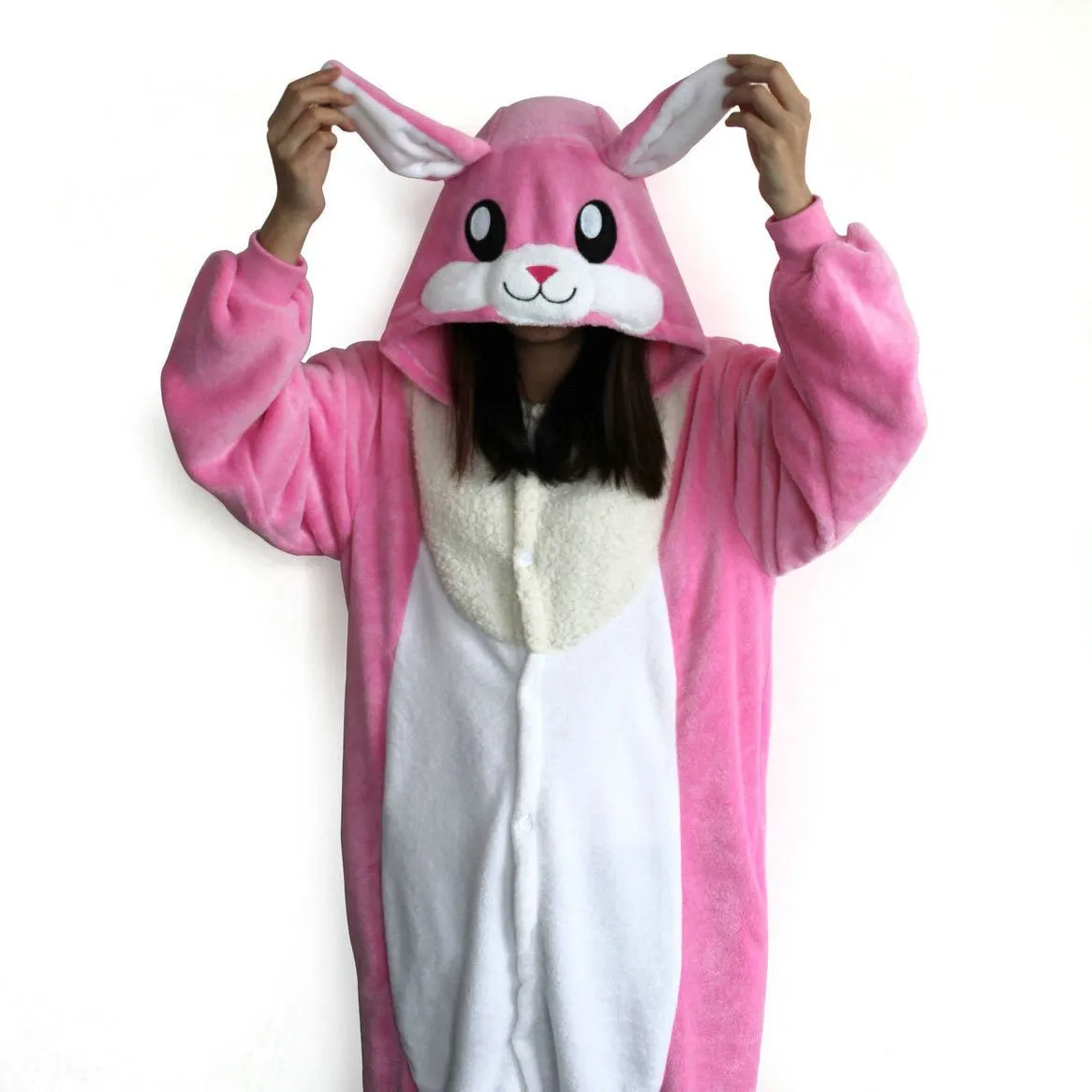 Pink Rabbit Onesies Hoodie Pajamas Animal Costume Kigurumi