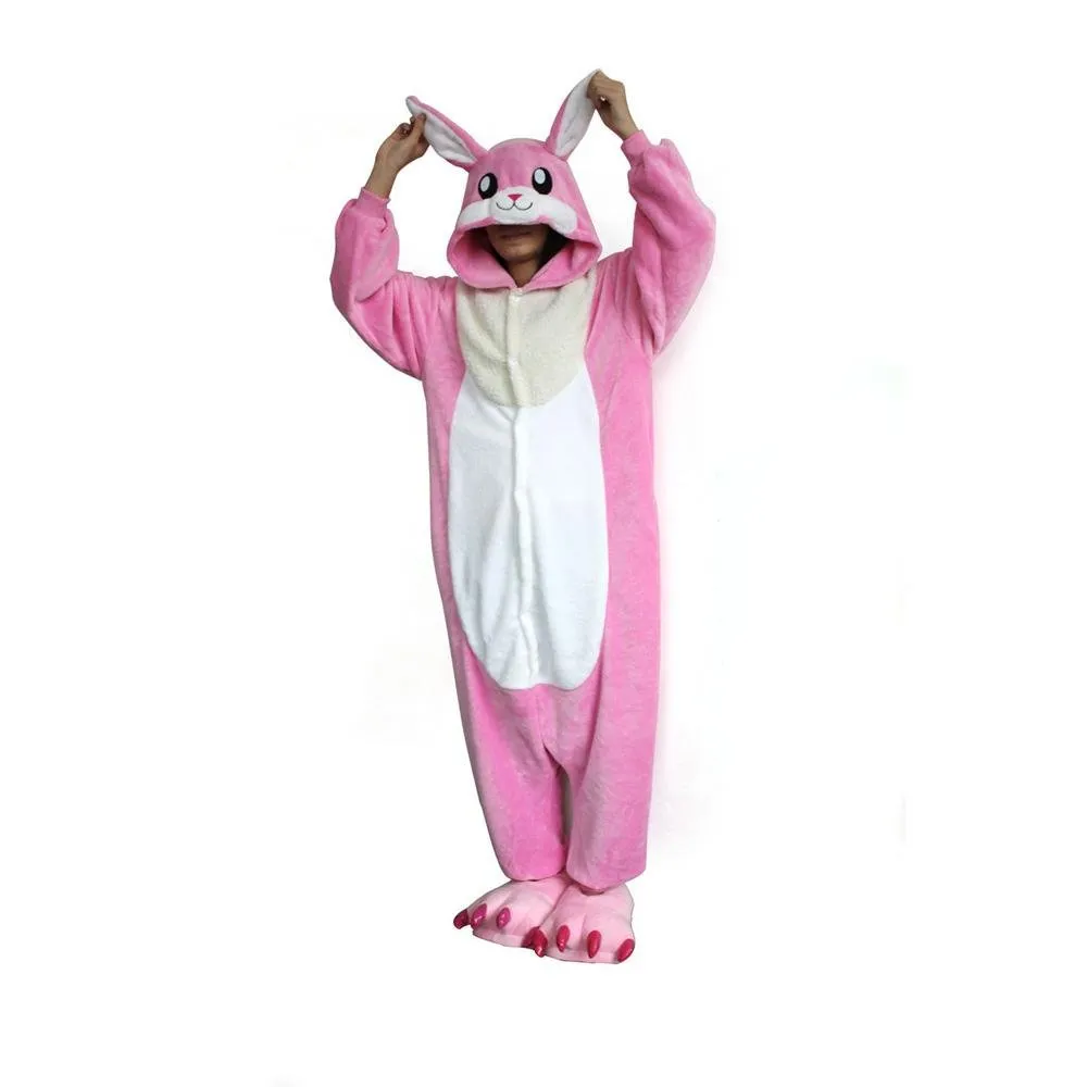 Pink Rabbit Onesies Hoodie Pajamas Animal Costume Kigurumi