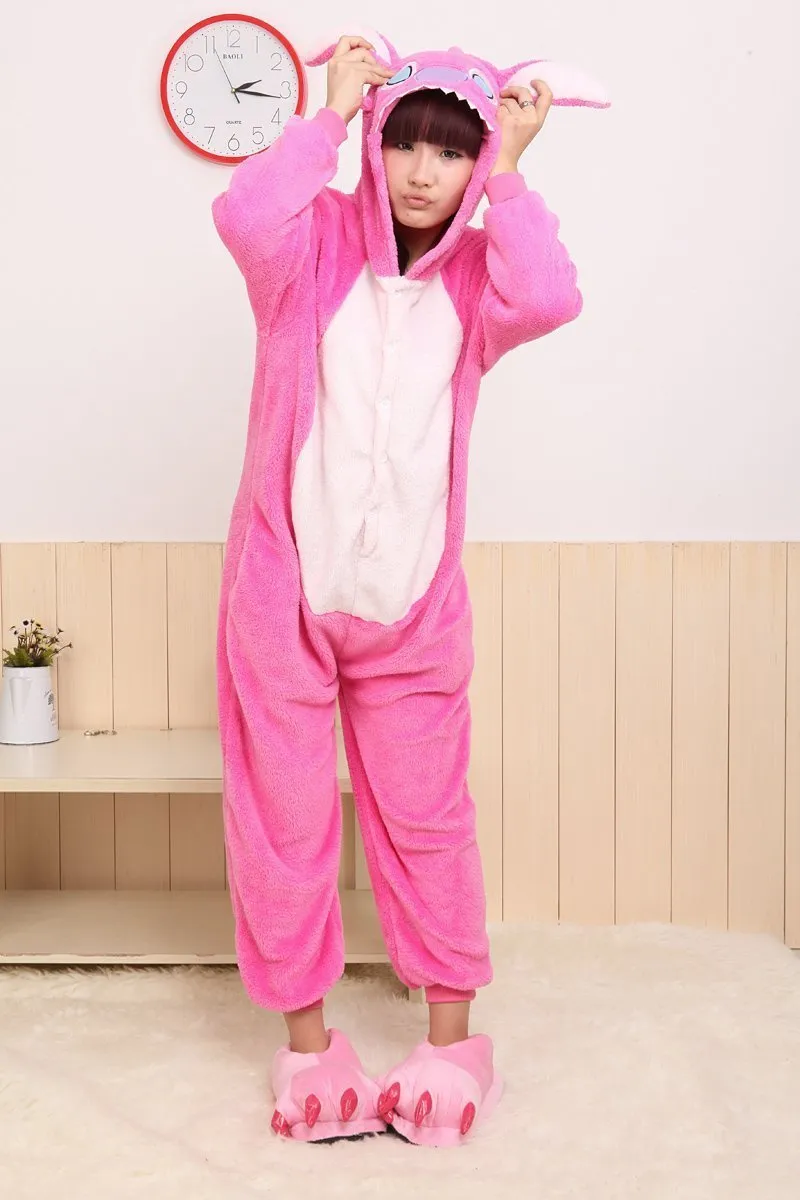 Pink Stitch Onesies Pajamas Animal Costume Hoodie Kigurumi