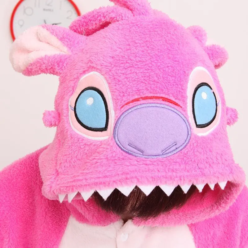 Pink Stitch Onesies Pajamas Animal Costume Hoodie Kigurumi