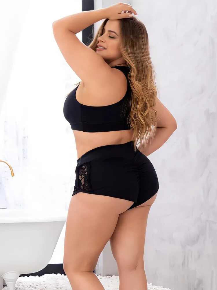 Plus Size Bae Black Pajama Set