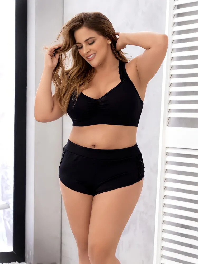 Plus Size Bae Black Pajama Set