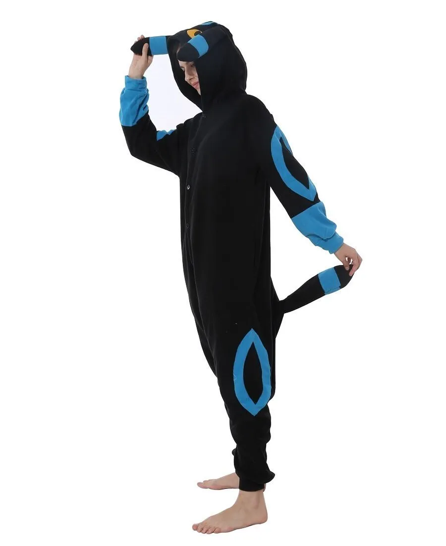 Pokemon Blue Umbreon Eevee Kigurumi Onesie Hoodie Costume Pajamas Black Pajamas