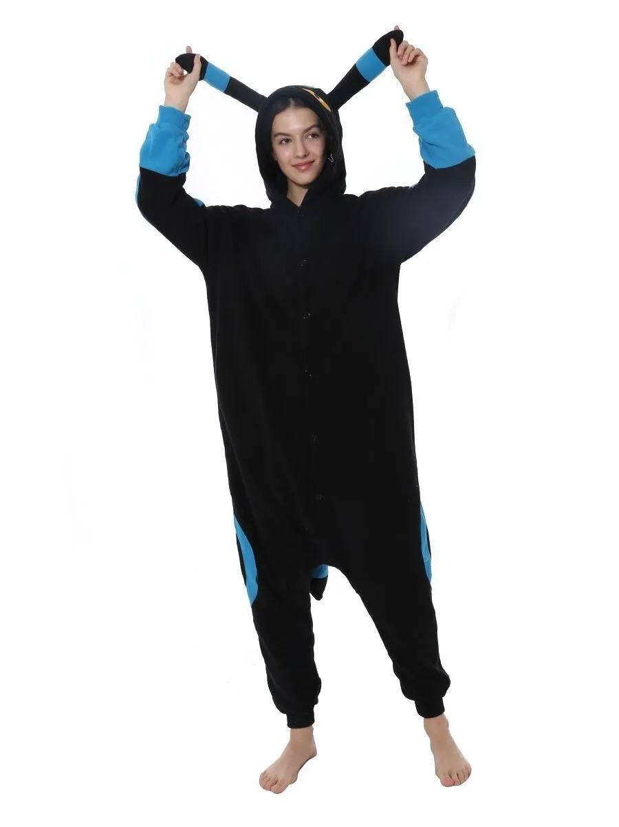 Pokemon Blue Umbreon Eevee Kigurumi Onesie Hoodie Costume Pajamas Black Pajamas