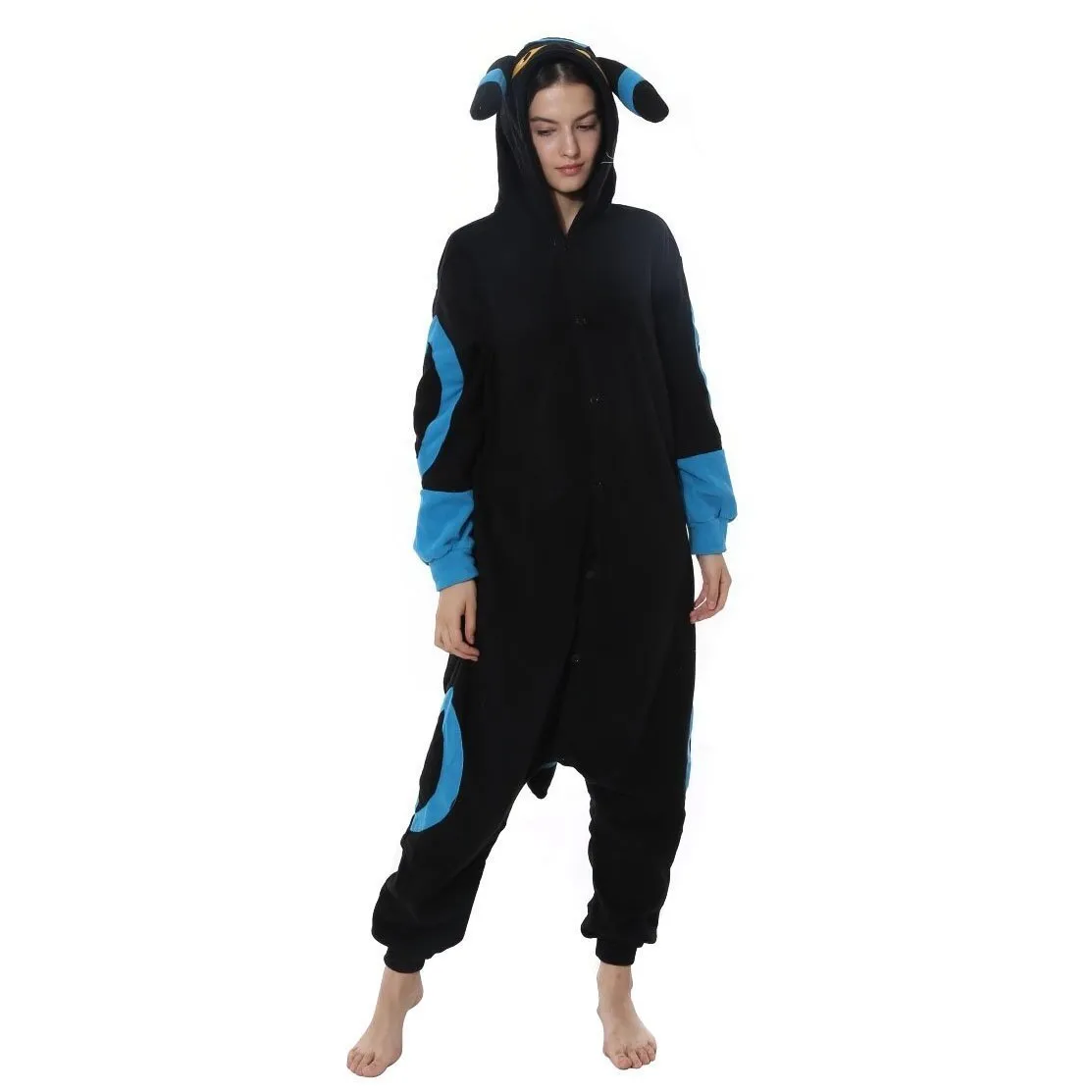 Pokemon Blue Umbreon Eevee Kigurumi Onesie Hoodie Costume Pajamas Black Pajamas