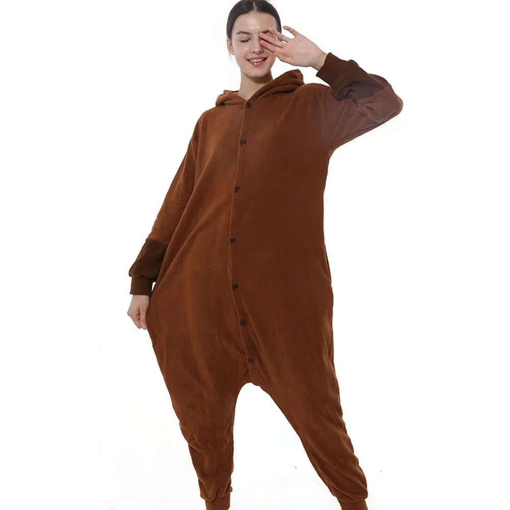 Pokemon Original Eevee Kigurumi Onesie Hoodie Costume Pajamas Brown Pajamas