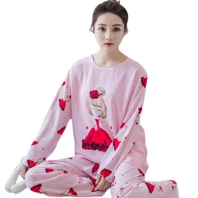 Polka Dot Pajamas Women's Loose Milk Silk Casual Homewear Suit