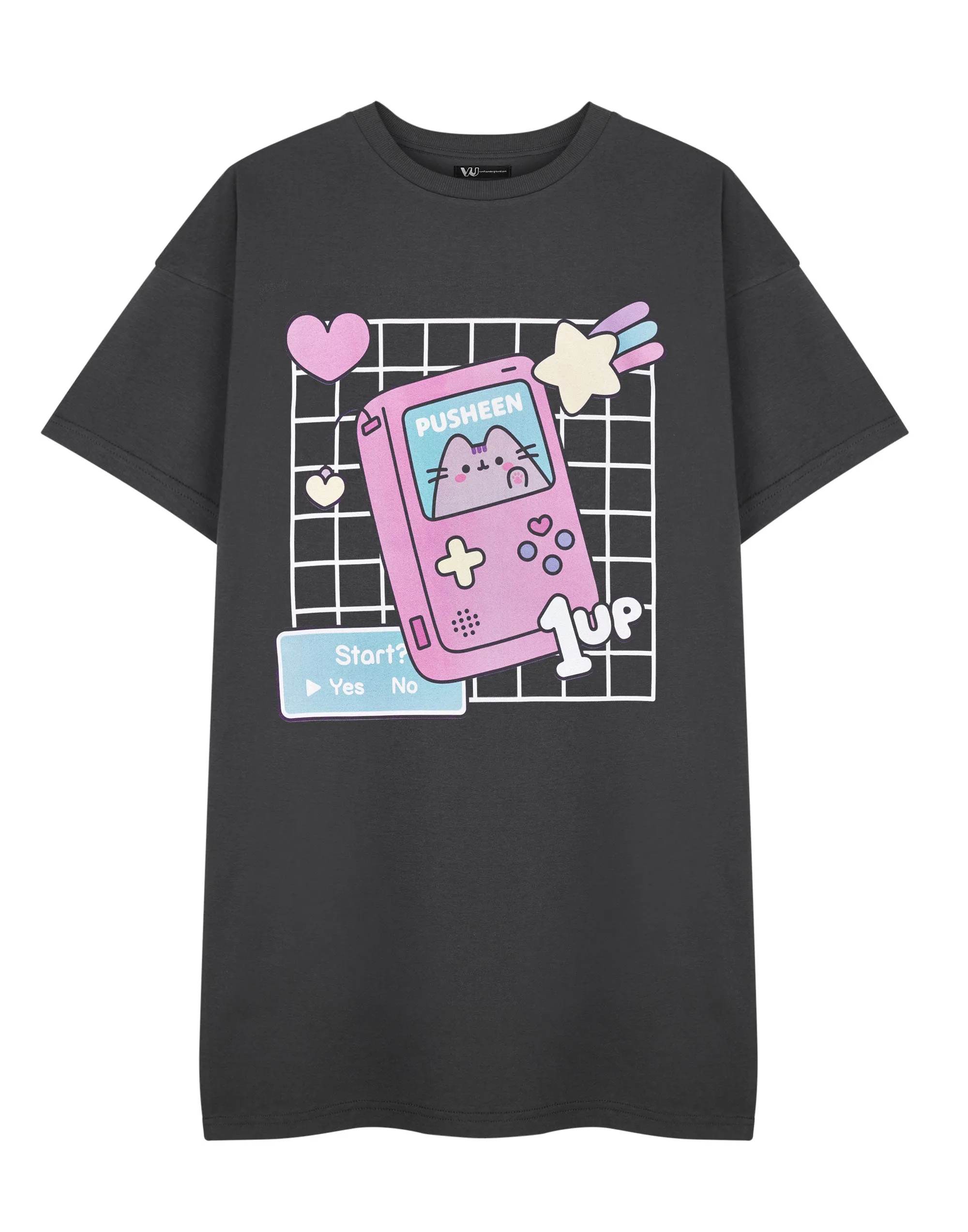 Pusheen Gameboy Womens Grey Short Sleeved T-Shirt Dress