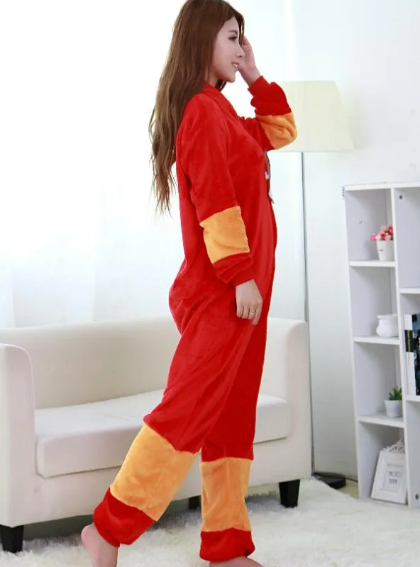 RED FLANNEL IRON MAN SIAMESE PAJAMAS CARTOON