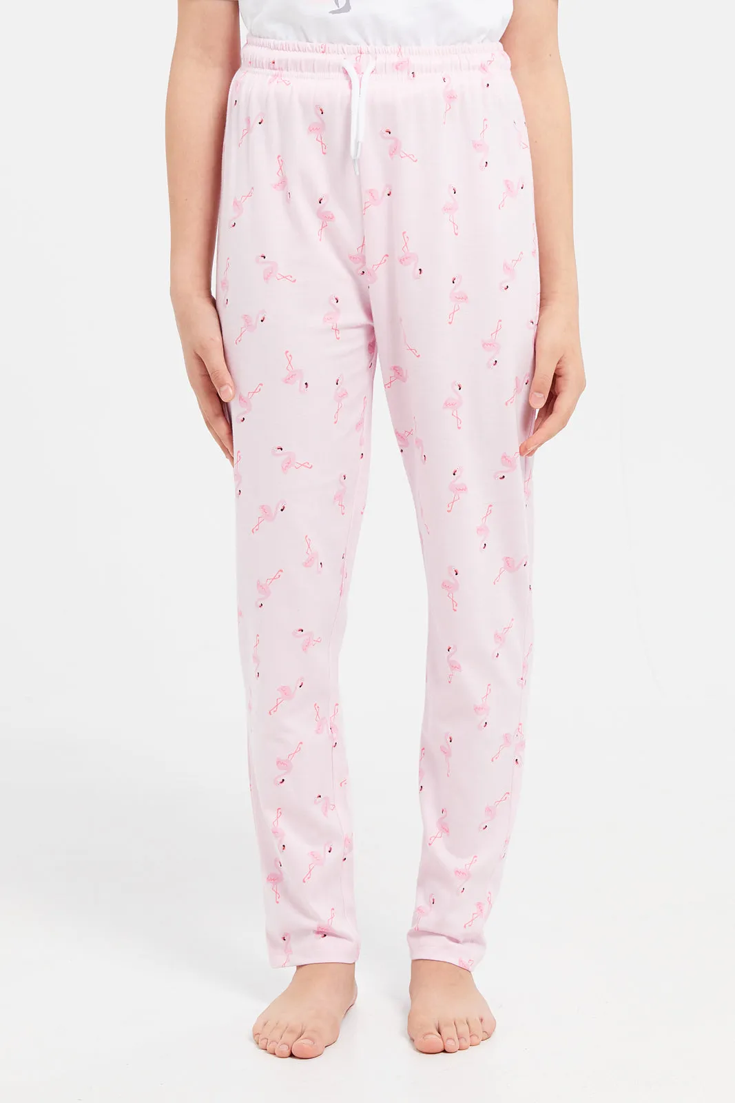 Senior Girls White Flamingo Pyjama Set (2 Piece)