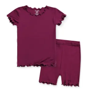 Shirring Cherry Purple Short Sleeve Pajamas