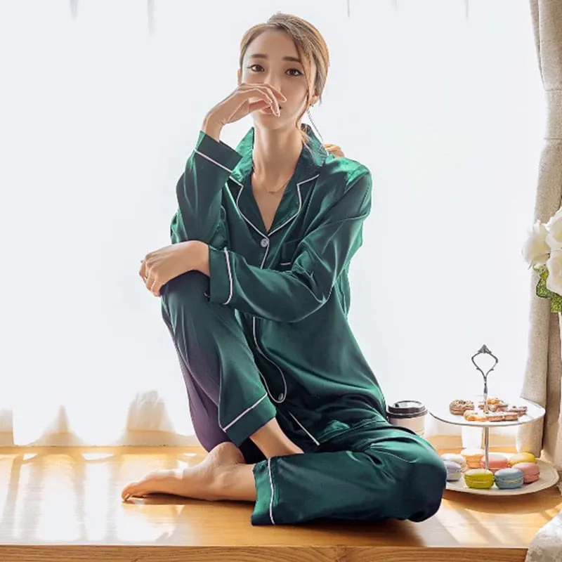 Silk Satin Comfortable Loungewear Pajamas Set