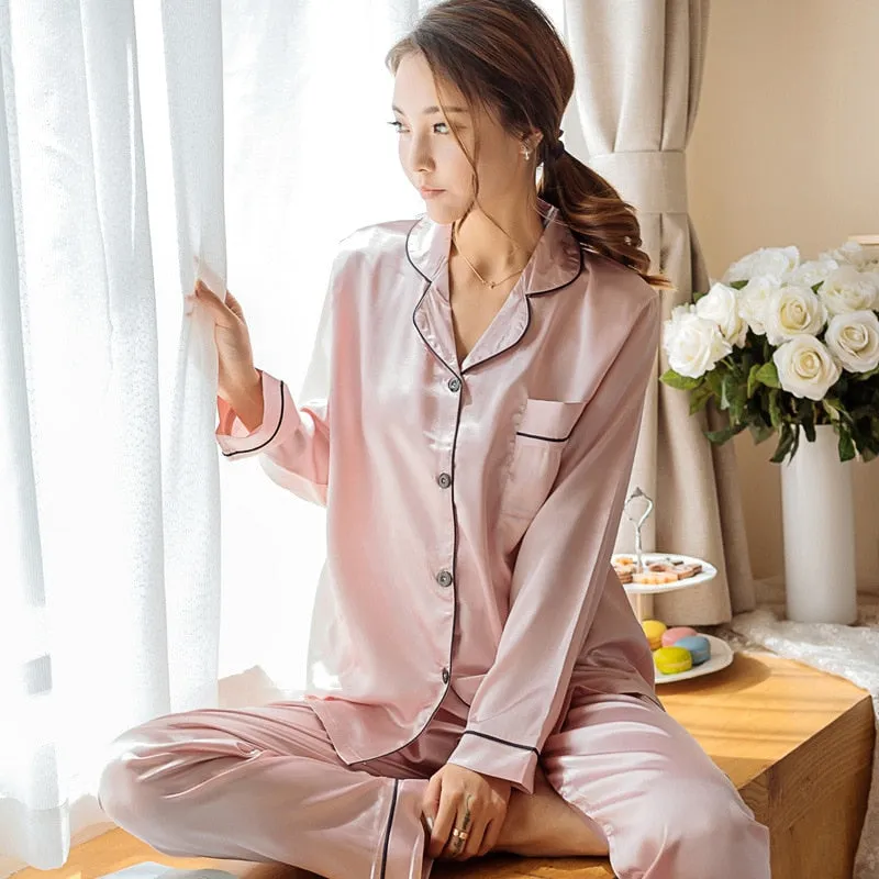 Silk Satin Comfortable Loungewear Pajamas Set