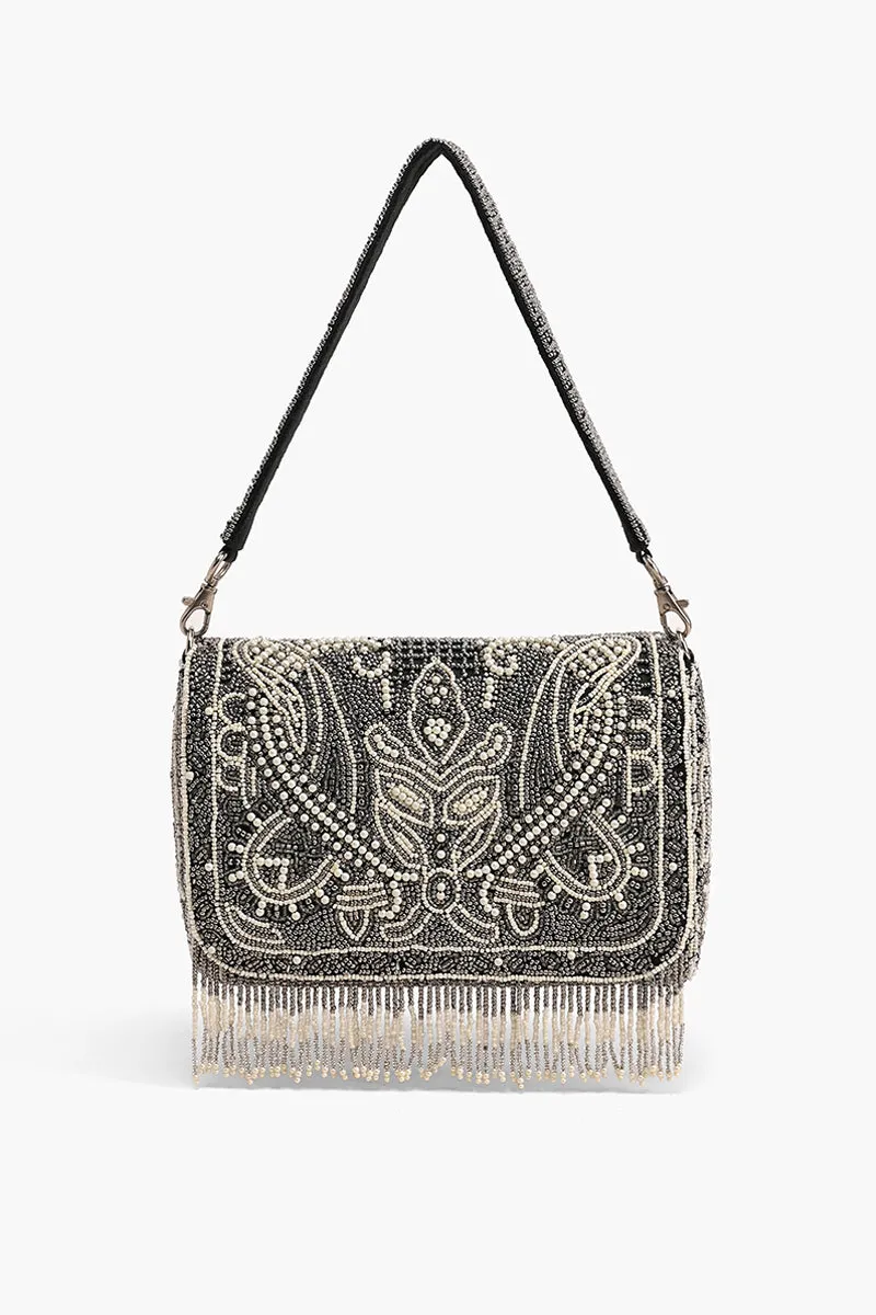 Smoked Pearl Hand Beaded Shoulder Bag